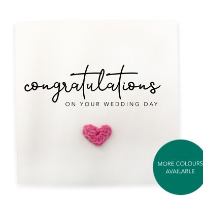 Felicitaciones de boda por el día de su boda - Nueva tarjeta rústica simple para novios - Tarjeta de recién casados Tarjeta de corazón - Enviar al destinatario (SKU: WC027W)