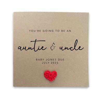 Personnalisé Vous allez être une carte Auntie Oncle, Carte d'annonce de grossesse, Auntie to be, New Baby Pregnancy, Send to Recipient (SKU: NB008B)