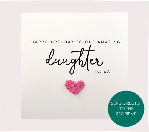 Happy Birthday to our amazing daughter in law Simple Birthday for daughter - card from mother in law - Handmade Card   - Send to recipient (SKU: BD112W)