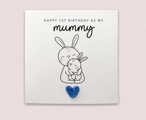 Happy 1st Birthday As My Mummy, Rabbit Birthday Card, Woodland, As My Mum, Birthday Card For Mummy From Baby, Cute Birthday Card, Mum (SKU: BD124W)