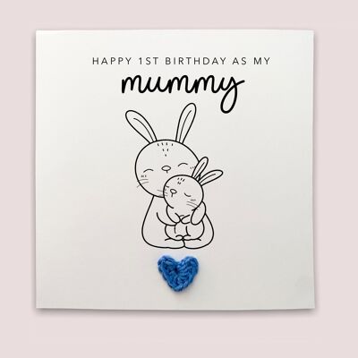 Alles Gute zum 1. Geburtstag als meine Mama, Kaninchen-Geburtstagskarte, Wald, als meine Mama, Geburtstagskarte für Mama vom Baby, süße Geburtstagskarte, Mama (SKU: BD124W)