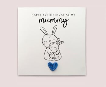 Joyeux 1er anniversaire comme ma maman, carte d'anniversaire lapin, Woodland, comme ma maman, carte d'anniversaire pour maman de bébé, jolie carte d'anniversaire, maman (SKU : BD124W)
