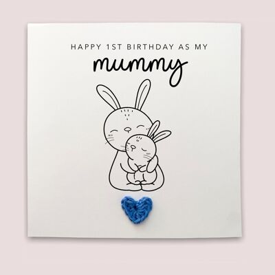 Happy 1st Birthday As My Mummy, Rabbit Birthday Card, Woodland, As My Mum, Birthday Card For Mummy From Baby, Cute Birthday Card, Mum (SKU: BD124W)