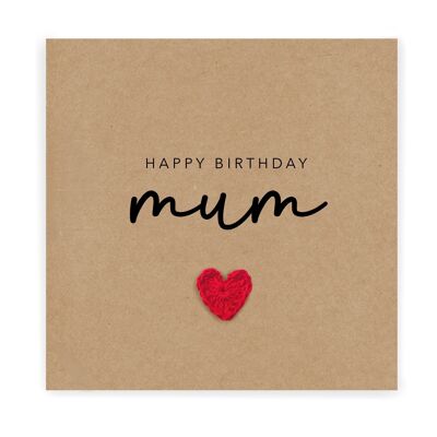 Happy Birthday Mum Card  - Simple Rustic Mum Birthday Card for from Daughter / Son  - Mum Birthday Card - Mum Card - Send to recipient (SKU: BD061B)