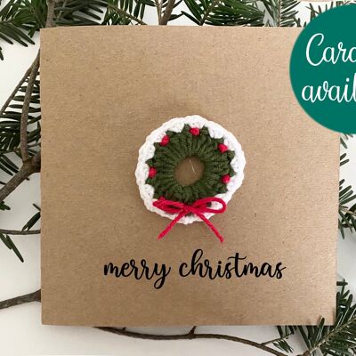 Tarjetas de ganchillo de Navidad hechas a mano Corona de Navidad - Paquete de tarjetas - Juego de tarjetas de Navidad - Juego de tarjetas de Navidad - Tarjeta de Navidad para ella / Él - Corona (SKU: CH036B)