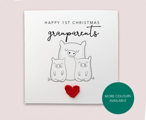 Happy 1st Christmas as grandparents - Christmas Card for grandparents first christmas from Twins daughter bear card  - Twins (SKU: CH037W)