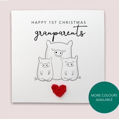 Joyeux 1er Noël en tant que grands-parents - Carte de Noël pour les grands-parents premier Noël de Twins fille ours carte - Jumeaux (SKU : CH037W)