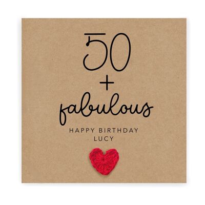Biglietto di auguri personalizzato per il 50° compleanno, favoloso e 50 biglietti di compleanno, 50° compleanno per lei, favoloso e quaranta, favoloso a 50 anni, compleanno (SKU: BD048B)