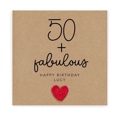 Carte d'anniversaire personnalisée 50e, carte d'anniversaire fabuleuse et 50, carte d'anniversaire 50e pour elle, fabuleuse et quarante, fabuleuse à 50 ans, anniversaire (SKU : BD048B)