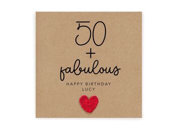 Carte d'anniversaire personnalisée 50e, carte d'anniversaire fabuleuse et 50, carte d'anniversaire 50e pour elle, fabuleuse et quarante, fabuleuse à 50 ans, anniversaire (SKU : BD048B)