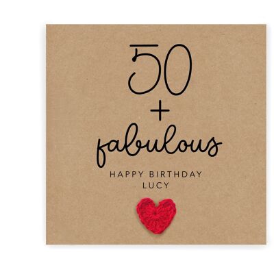 Personalised 50th Birthday Card, Fabulous And 50 Birthday Card, 50th Birthday Card For Her, Fabulous And Forty, Fabulous At 50, Birthday (SKU: BD048B)