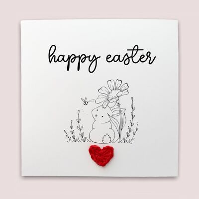 Carte Joyeuses Pâques, lapin de Pâques, jolie carte de Pâques, cartes de Pâques lapin, carte de Pâques oeuf, carte Joyeuses Pâques simple, destinataire, carte de Pâques (SKU : EC6W)