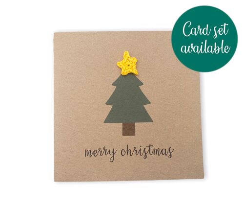 Personalised Handmade Christmas Crochet Cards Christmas Tree - Card Pack - Christmas Card Set - Xmas Card Set - Christmas Card for her (SKU: CH049B)