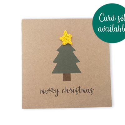 Personalised Handmade Christmas Crochet Cards Christmas Tree - Card Pack - Christmas Card Set - Xmas Card Set - Christmas Card for her (SKU: CH049B)