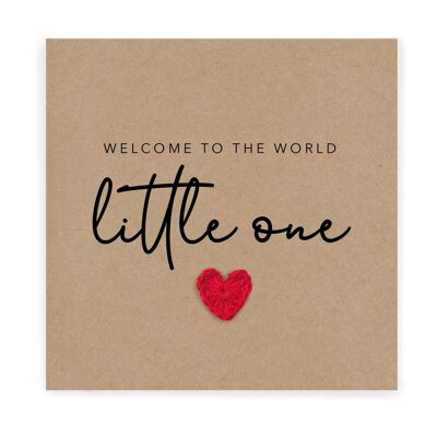 Nuevo bebé bienvenido al mundo tarjeta pequeño mundo - Tarjeta simple bebé recién nacido niña / niño Tarjeta de bebé recién llegado - Enviar al destinatario (SKU: NB048B)