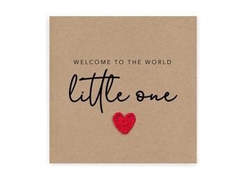 Nouveau bébé bienvenue dans le monde petite carte du monde - Carte simple nouveau-né bébé fille/garçon Nouvelle arrivée bébé carte - Envoyer au destinataire (SKU : NB048B)