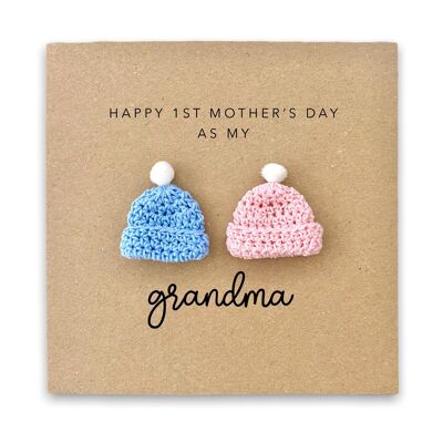 Carte Happy 1st Mothers Day to Twins, First Grandma Nanny for mum, Mothers from baby, Mothers Day Mum Card 1st Mothers Day Grandma, Twins (SKU: MD062B)