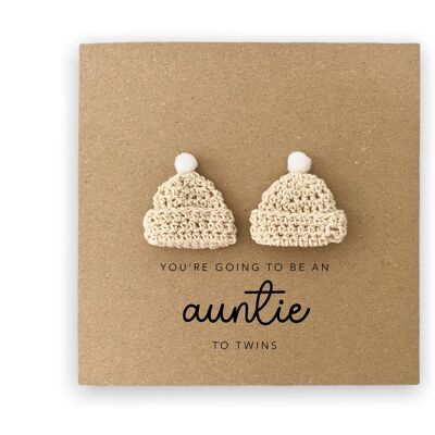 Pregnancy Announcement Card, Baby Announcement Card, Surprise Baby Reveal, New Twin Auntie Card, You're Going to be an Auntie to Twins (SKU: NB080B)