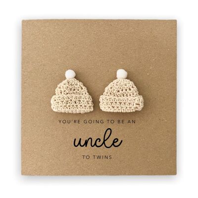 Pregnancy Announcement Card, Baby Announcement Card, Surprise Baby Reveal, New Twin Uncle Card, You're Going to be an Uncle to Twins (SKU: NB079B)