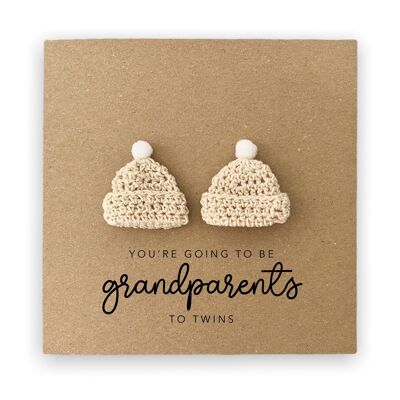 Vous allez être une carte Grands-parents à jumeaux, Annonce de grossesse Twins Card, Grandad Grandma Nan to be, New Baby Pregnancy, Twin Baby (SKU: NB078B)