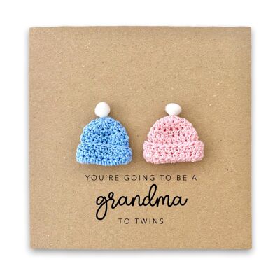 Diventerai una carta da nonna a gemelli, annuncio di gravidanza Twins Card, nonno nonna nonna futura, New Baby Gravidanza, Twin Baby (SKU: NB077B)