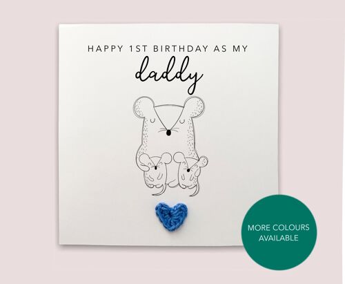 Happy 1st Birthday as my daddy twins - Simple Pig Birthday Card for dad to twins from baby son daughter - Send to recipient (SKU: BD180W)