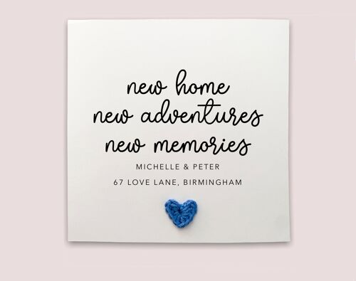 New Home , New adventures, New Memories Card, Housewarming, Happy New Home, House Card, First Home, Congratulations, New Home Owner (SKU: NH3W)