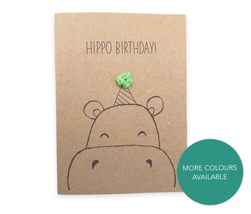 Funny Hippo birthday card Pun Card - happy hippo birthday- Funny pun card  - Card for her - Send to recipient - Message inside (SKU: BD187B)
