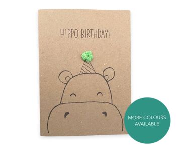 Carte d'anniversaire drôle d'hippopotame Pun Card - joyeux anniversaire d'hippopotame - Carte de jeu de mots drôle - Carte pour elle - Envoyer au destinataire - Message à l'intérieur (SKU : BD187B) 1