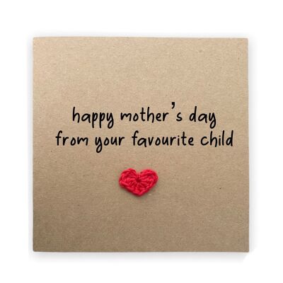 Tarjeta divertida del día de la madre, broma del niño favorito, tarjeta del día de la madre, tarjeta del día de la madre, tarjeta de cumpleaños divertida de la mamá, día de la madre, niño favorito (SKU: MD044B)