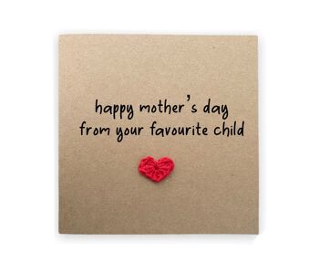 Carte drôle de fête des mères, blague enfant préférée, carte de fête des mères, carte de fête des mères, carte d'anniversaire drôle de maman, fête des mères, enfant préféré (SKU : MD044B)