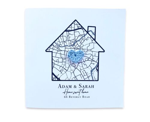 Personalised Map New Home House Warming First Home Card - Home Sweet Home - Handmade Crochet Card (SKU: NH5WP)