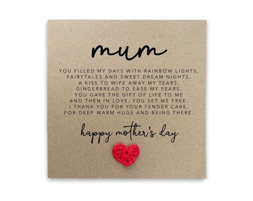 Mum Poem Card, Mothers Day Print, Cute Mothers Day Card, Poem Card, Special Mothers Day Card, From Daughter, Poem, Mother's Day Card for mum (SKU: MD8 B)