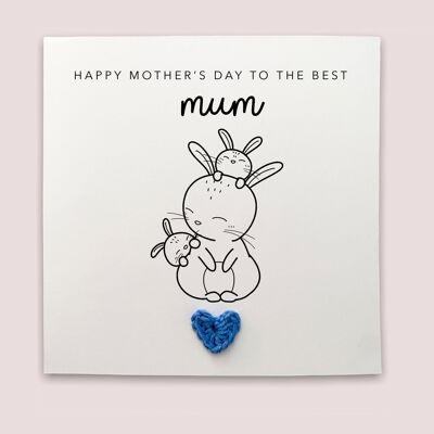 Happy 1st Mothers Day card, First Mothers Card for mum from Twins, Mothers from Twins, Mothers Day Mum Card Rabbit card, Simple Card for Mum (SKU: MD23W)