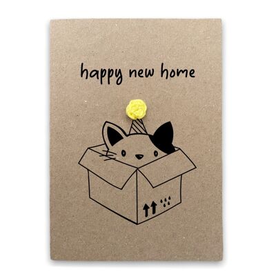 Happy New Home Cat Card  - New Home owner - New House Cat Warming Card - New home - First Home - funny new home card - Send to recipient (SKU: NH6W)
