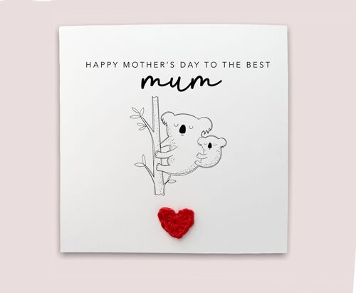 Happy Mother's Day to the best mum - Simple Koala Mother's Day card from baby from baby son daughter - Simple card Send to recipient (SKU: MD28W)