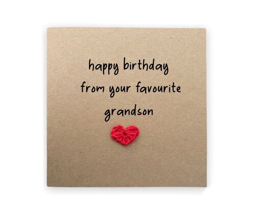 Happy Birthday From Your Favourite Grandson, Joke, Card For Grandma Grandad Gran Funny Rivalry Birthday Card, From Grandson, Birthday Card (SKU: BD080B)