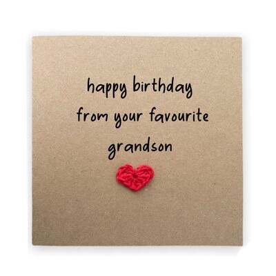 Happy Birthday From Your Favourite Grandson, Joke, Card For Grandma Grandad Gran Funny Rivalry Birthday Card, From Grandson, Birthday Card (SKU: BD080B)