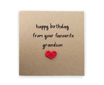 Joyeux anniversaire de votre petit-fils préféré, blague, carte pour grand-mère grand-père Gran drôle rivalité carte d'anniversaire, de petit-fils, carte d'anniversaire (SKU : BD080B)