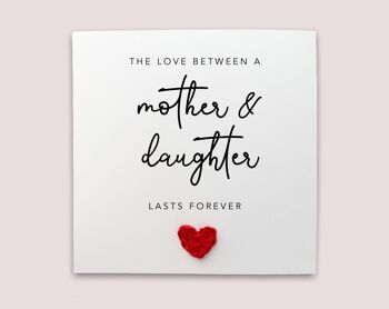 Carte de fête des mères fille, l'amour entre mère et fille dure pour toujours, carte de fête des mères de fille, fille de mères (SKU : MD041W)