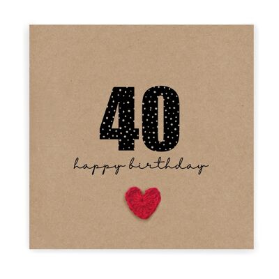 40 biglietti di compleanno, per lui, per lei, biglietto di compleanno semplice, qualsiasi età, marito, moglie, migliore amica, fidanzata, sorella, biglietto di auguri per il 40° compleanno (SKU: BD237B)