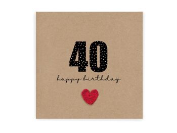 Carte d'anniversaire 40 ans, pour lui, pour elle, carte d'anniversaire simple, tout âge, mari, femme, meilleur ami, petite amie, sœur, carte d'anniversaire 40 ans (SKU : BD237B)