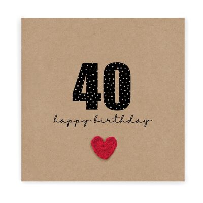 40 Birthday Card, For Him, For Her, Simple Birthday Card, Any Age, Husband, Wife, Best Friend, Girlfriend, Sister, 40th Birthday Card (SKU: BD237B)