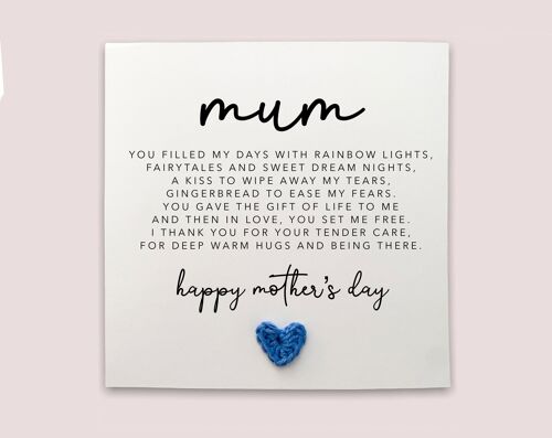 Mum Poem Card, Mothers Day Print, Cute Mothers Day Card, Poem Card, Special Mothers Day Card, From Daughter, Poem, Mother's Day Card for mum (SKU: MD8 W)