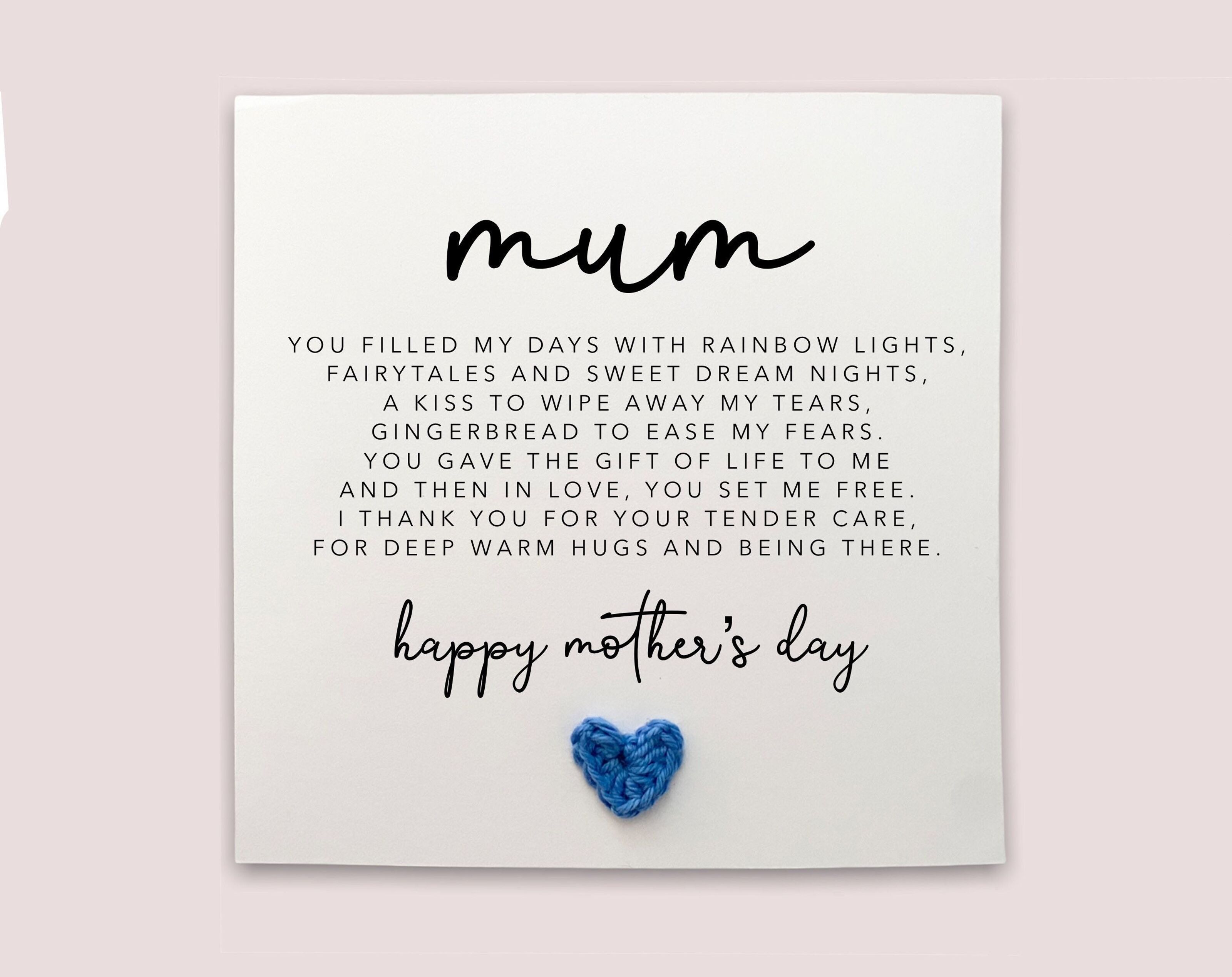 Carte fête des mères Mom I Love You avec enveloppe assortie