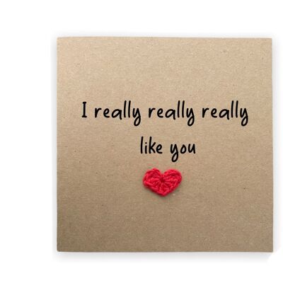 J'aime vraiment ta carte, carte d'anniversaire de mariage Saint Valentin, je t'aime carte, je t'aime bien, carte pour lui, envoyer au destinataire (SKU : A015B)