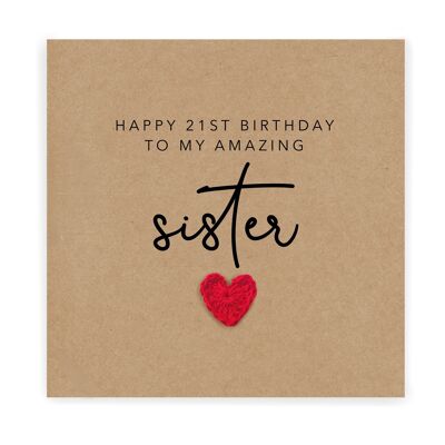 To My Amazing Sister On Her Twenty First, Schwester-Geburtstagskarte, 21. Geburtstagskarte, Geburtstagskarte für Schwester, Geschwister-Geburtstagskarte, 21. (SKU: BD189B)