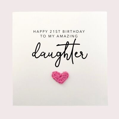 Feliz 21 cumpleaños a mi increíble hija, Tarjeta de cumpleaños simple para hija, 21 cumpleaños de hija, Tarjeta de feliz cumpleaños para hija 21 (SKU: BD192W)