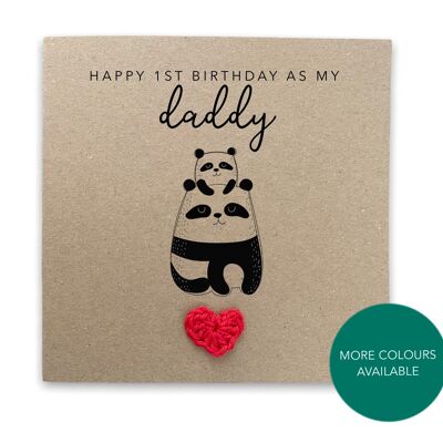 Happy 1st Birthday as my daddy - Simple Panda Birthday Card for dad from baby son daughter - Handmade Card for her - Send to recipient (SKU: BD042B)