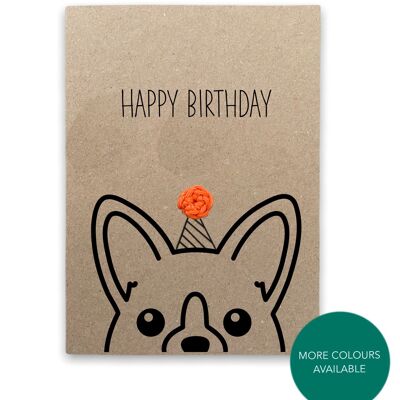 Carte d'anniversaire drôle Corgi Dog Pun Card - Joyeux anniversaire Corgi Pet Dog - Humour Pun Card - Carte pour elle - Envoyer au destinataire - Message à l'intérieur (SKU : BD202B)